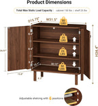 Fluted Sideboard Cabinet, Modern Buffet Cabinet, Small Storage Cabinet with Adjustable Shelves & Wood Legs, Accent Credenza Sideboard for Kitchen, Coffee Bar, Living Room, Entryway, Hallway