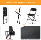 50pcs Folding Chair, Plastic Chairs with 330-Pound Capacity, Easy to Fold and Store Suitable for Indoor & Outdoor, Wedding, Party, Restaurant, Meeting Room, Patio and Garden, Black