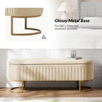 50.5” Velvet Storage Ottoman Bench with Gold-Toned Legs, Luxury Upholstered End of Bed Multi-Functional Footrest & Seat for Bedroom & Entryway