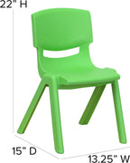 EMMA + OLIVER 4 Pack Green Plastic Stack School Chair with 12" Seat Height - Kids Chair
