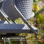 VICLLAX Patio Bar Stool Chairs with Footrests and Padded Seat, Counter Height Swivel Patio Chairs Set of 2, Grey Woven Wicker Swivel Bar Stools for Lawn Garden