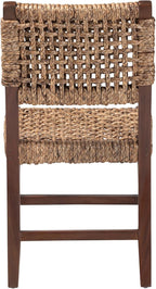 Bali & pari Alise Seagrass and Mahogany Wood Chair, Dining Height, Earthy Brown