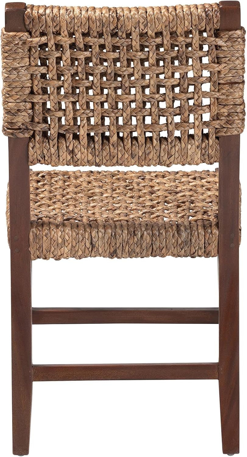 Bali & pari Alise Seagrass and Mahogany Wood Chair, Dining Height, Earthy Brown