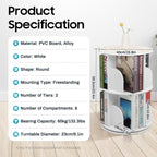 2 Tier Rotating Bookshelf for Living Room, Bedroom, Office & Study | 360° Revolving Bookcase, Dividers, Anti-Falling Design, Space Saving, Floor Standing, Book Organizer