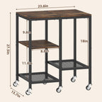 OGEMXU Kitchen Microwave Cart,Microwave Stand with Wheels,Coffee Bar Table Station,4-Tier Rolling Baker's Rack,Small Appliance Storage Shelf,Utility Side Table for Kitchen,Living Room (Rustic Brown)