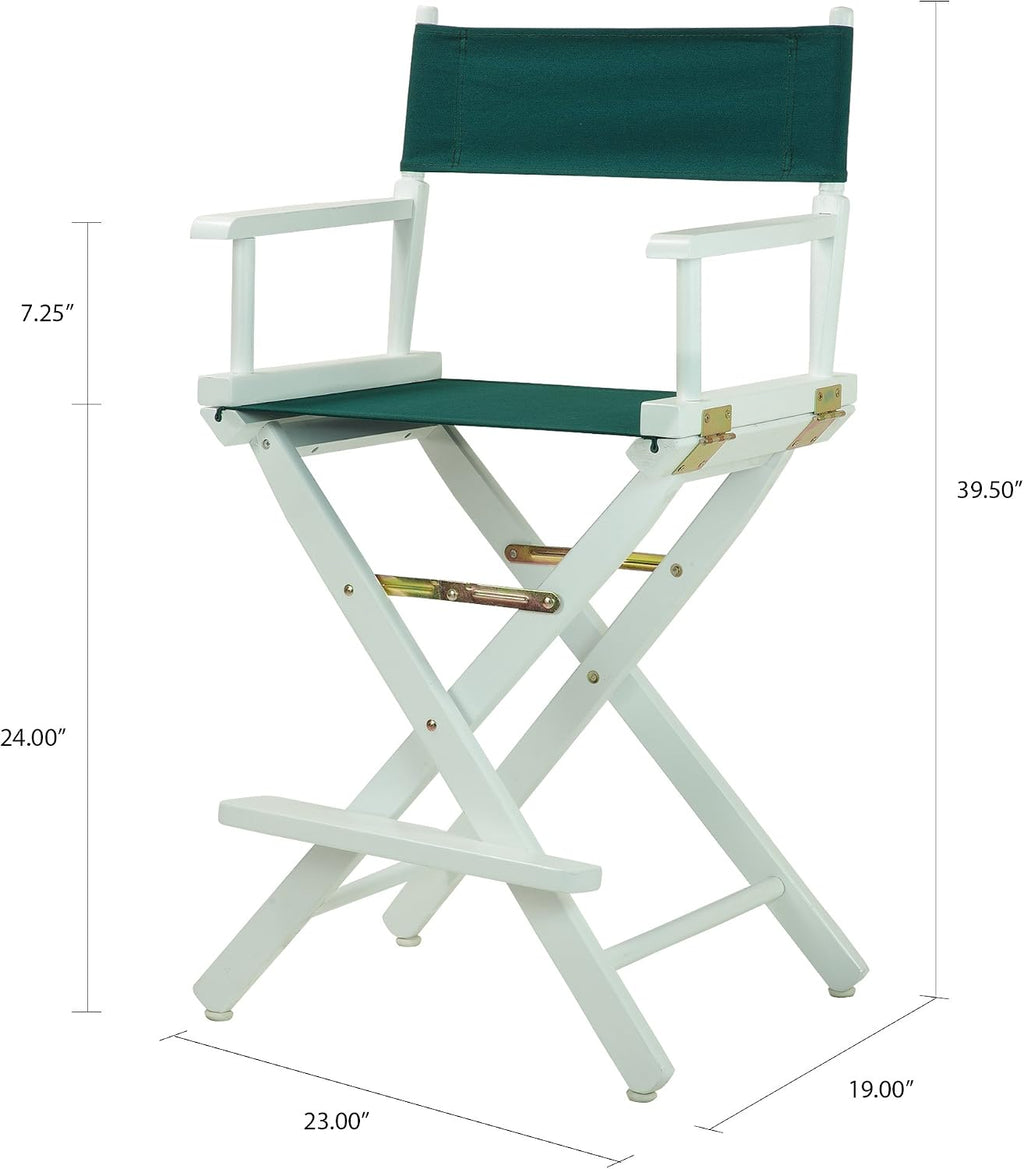 Casual Home 24" Director's Chair White Frame with Hunter Green Canvas, Counter Height
