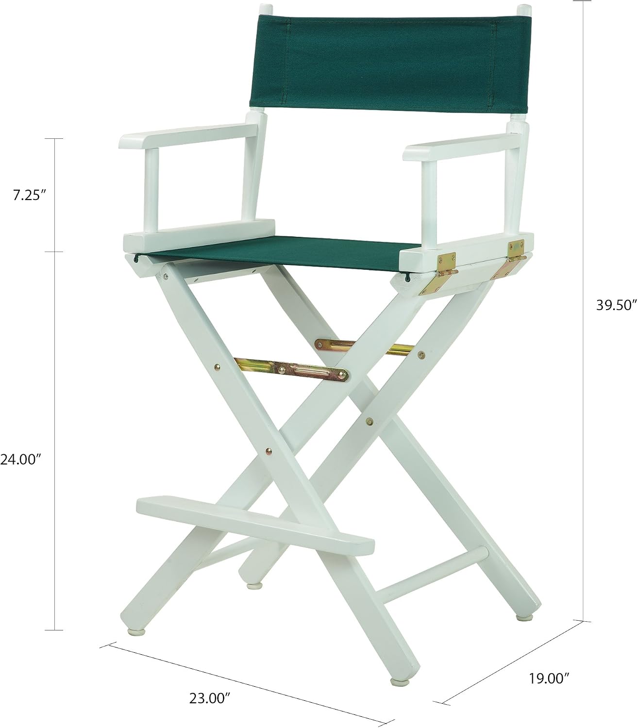 Casual Home 24" Director's Chair White Frame with Hunter Green Canvas, Counter Height