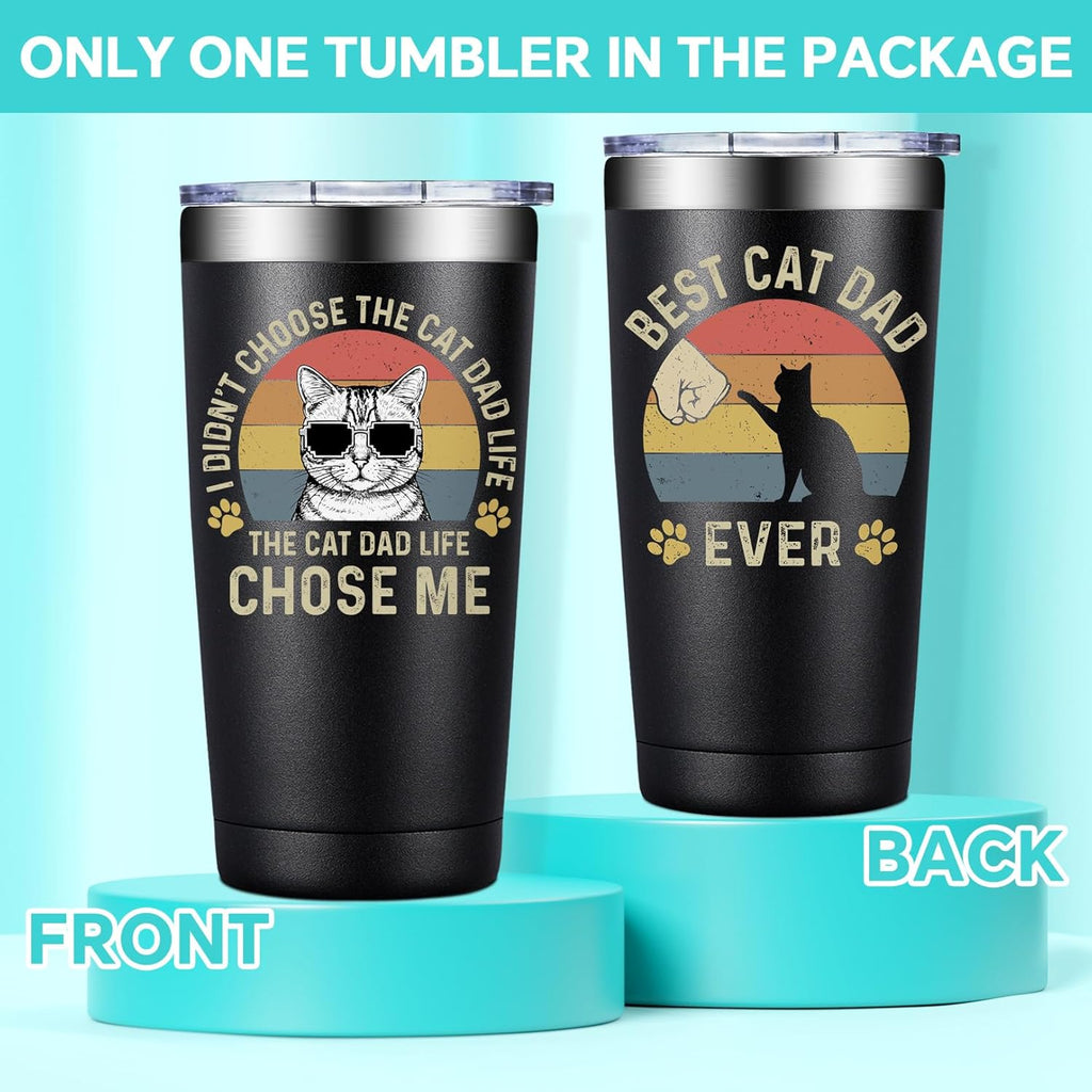 BIRGILT Best Cat Dad Gifts - Fathers Day Gift for Cat Dad, Lovers, Owners - 20oz Tumbler Cup
