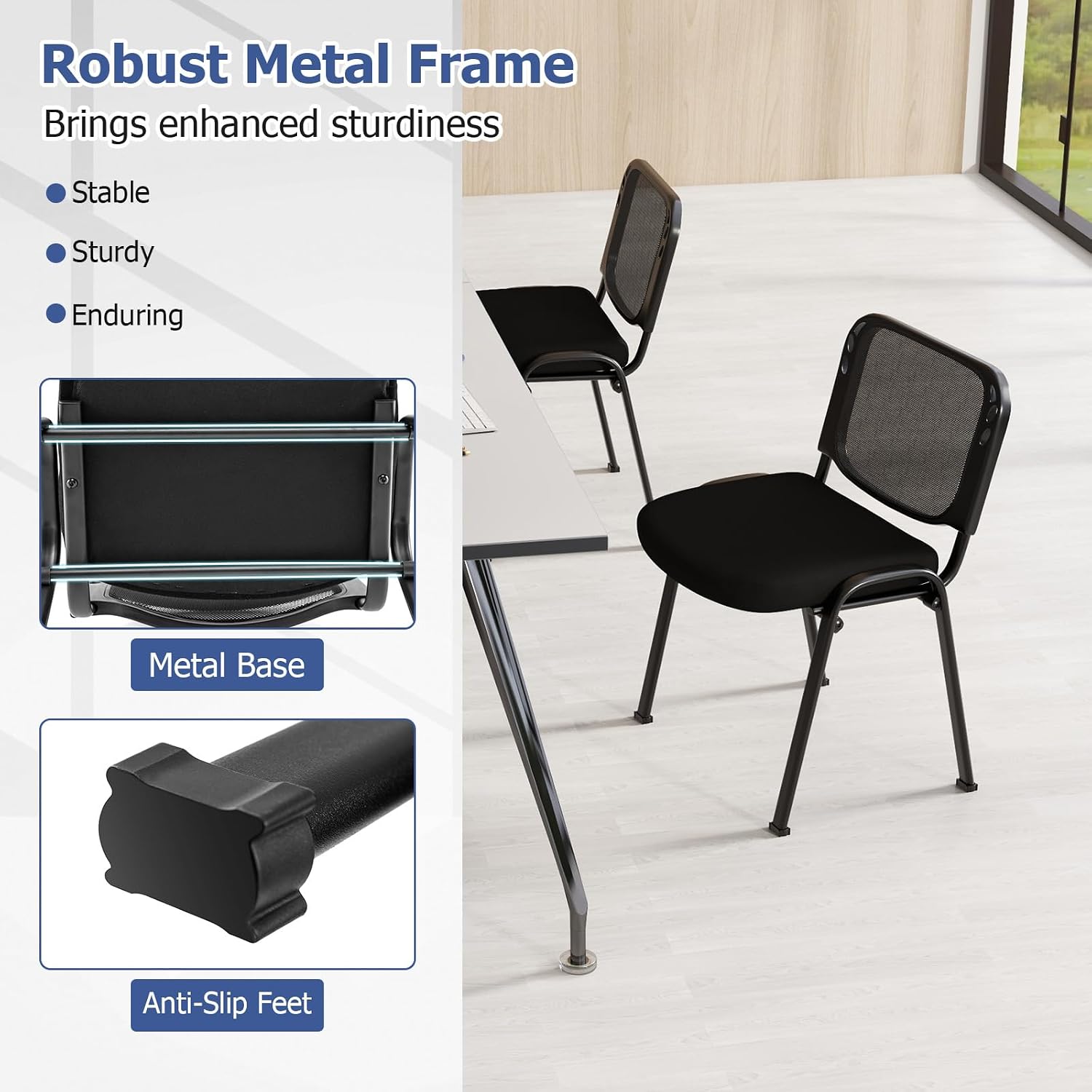 Giantex Set of 10 Office Guest Chair, Stackable Waiting Room Chair with Padded Seat, Metal Frame, 330Lbs Capacity, Conference Room Chair, Reception Chair for Lobby, Training Room, Meeting Room