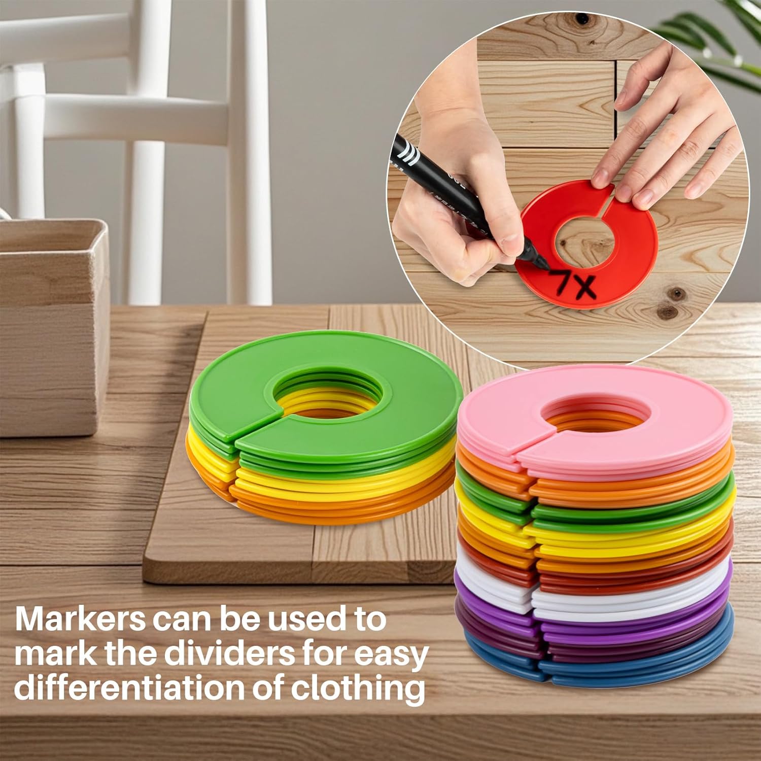 Closet Dividers Clothes Organizers - Sukh Closet Organizers Plastic Clothes Size Dividers Labels Separators for Garment Organizer Boutique Hanger Clothing Rack No Burrs 10 Assorted Colors (50)