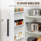 62.99''White Kitchen Pantry Cabinet Tall Freestanding Pantry Storage Cabinet with Doors and Shelves Buffet Cupboards Sideboard Tall Kitchen Pantry Storage Cabinets Food Pantry for Living Room