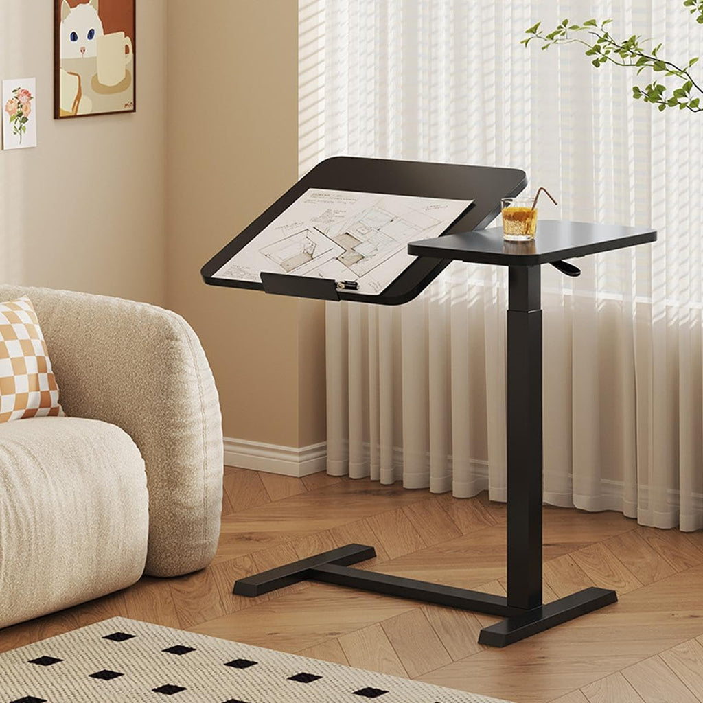 C-Shaped Side Table, Flexible Laptop Table and Bed Table with Tilting Table Top, Height Adjustable and Mobile, Reversible Side Table, Ideal for Sofa, Bed and Reading Hours