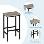 GarveeHome Dining Table Set for 2, Wood Table with Bar Stools | Kitchen Table with Storage Shelves for Small Spaces, Apartments, Condos, Grey