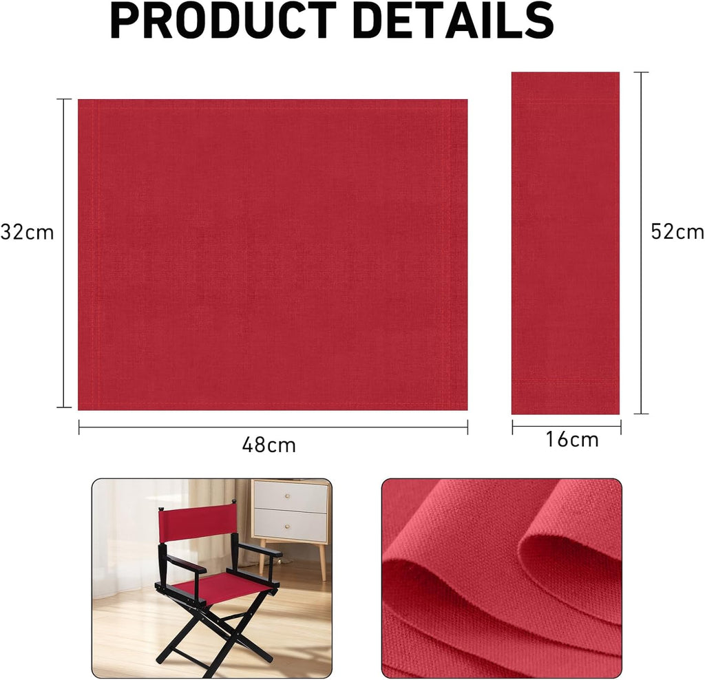 Director Chair Replacement Canvas, Directors Chair Replacement Covers For Beach Chairs, White Black Red Rainbow Canvas Seat Stool Protector For Home Director (Red)