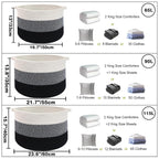 65L Large Blanket Basket,Woven Rope Laundry Basket Hamper with Handles,Decorative Nursery Basket Storage Bin for Toys, Pillows, Clothes Organizer, Living Room, Bedroom, Bathroom, Black
