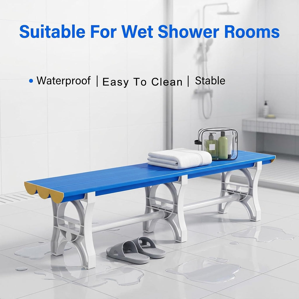 ABS Plastic Utility Bench for Locker Room, Pool, Gym and Spa, Indoor Outdoor Seating Bench(80inch)