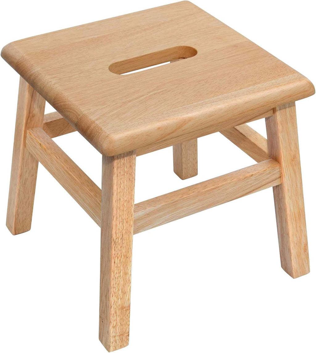 eHemco Solid Hardwood Step Stool for Adults and Kids, 12.25 Inches, Natural, Fully Assembled