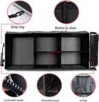 Homeve Car Trunk Organizer for SUV, 25Gal Large Capacity No-Sag Heavy Duty, Foldable Waterproof Anti-Slip Storage with 12 Pockets, Fit Sedan,Truck,Universal Car Accessories, Black, 3 Compart, Large