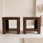 HOME DESIGN Telluride End Table Set of 2, Modern Wood Accent Tables with Lower Shelf, Living Room/Bedroom Side Tables — Available in Walnut or Black Finish