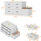 FUFU&GAGA Closet Island with 12 Drawers, Storage Bench with Cushion & Flip Door for Walk-in Closet, Shoe Bench Seating Island with Hidden Storage for Dressing Room, White, 61.9”W x 27.6”D x 32.6”H