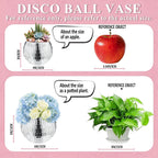 8 PCS Silver Disco Ball Vase,Glass Disco Ball Planter Candle Holder Vase Bulk Mirror Disco Ball Flower Vase for Wedding Centerpieces,Birthday,Office,Bedroom