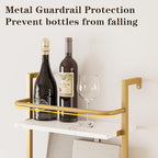 5-Tier Wine Rack Wall Mounted, Wine Racks Freestanding Floor with Fences, 50 Bottles Wine Bottle Holder Liquor Cabinet Bar Shelves for Home, Kitchen, Dining Room (Gold)