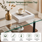 Glass Coffee Table Modern Center Table, Coffee Table for Living Room, Tempered Glass-top with Sturdy Metal Frame, Easy Assembly, Clear