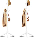 8-Hook Freestanding Coat Rack 3 Adjustable Heights White 2PCS | Easy Tool-Free Setup,Ideal for Entryway Bedroom Hallway Office,Holds Clothes Hats Handbags,Space-Saving Vertical Design