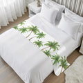 Green Palm Trees Bed Runner Scarf Cal King Size, Summer Botanical Tree Tropical Luxury Bed Throw Runners & Scarves for Twin Full Queen King Foot of Beds, Hotel Decoration, 102"x20"