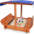 YOUPINS 48" Wooden Outdoor Storage Bench with Lid, Weather-Resistant Patio Deck Box for Garden or Yard