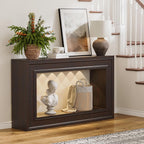 Rresyet Entryway Console Table 55" Long Narrow with LED Lights & Storage, 2-Tier Sofa Table, Farmhouse Cherry Accent for Hallway & Living Room, Space-Saving and Sturdy