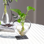 Marbrasse Desktop Glass Vase, Bulb Glass Vases for Holder, Creative Bird with Heart Planter Vase, Plant Terrarium Metal Stand for Modern Office Home Wedding Decorations