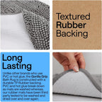 GORILLA GRIP Bath Rug Mat, Thick Soft Absorbent Chenille, Quick Dry Microfiber Mats, Rubber Backing, Machine Washable Shower Floor Rugs, Bathroom Bathmat Home Decor Accessories, 24x17 Grey