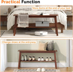VINGLI Solid Wood Dining Bench 39" Wooden Bench for Entryway, Bedroom, Kitchen & Living Room, with Shoe Rack Storage, Walnut