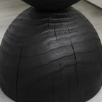 12.2 * 18.11" Solid Mango Wood Round Side Table,Contemporary Wooden Accent Table,Small Circle Plant Stand,Burnt Vintage Cracked End Table for Living Room,Bedroom,Black