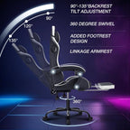HOFFREE RGB Gaming Chair with Speakers Massage Computer Gaming Chair with LED Lights and Footrest High Back Video Game Chair for Adults White and Black