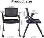 Upgraded Folding Chair with Wheels and Padded, Ergonomic Mesh Back and Arms for Office, Meetings, Conferences, Receptions, Training Rooms & Folding Office Chairs