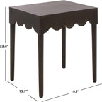 SAFAVIEH Home Collection – Neha Dark Chocolate Brown Solid Wood Frame Accent Table, Scalloped Edge Design (ACC5743A)
