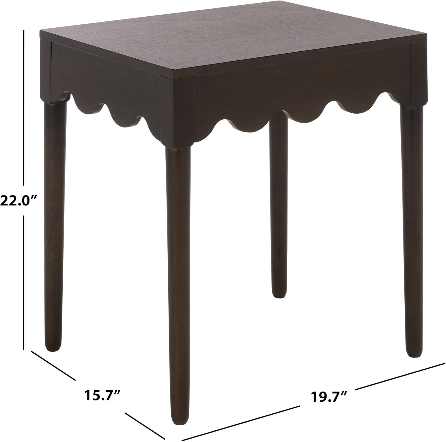 SAFAVIEH Home Collection – Neha Dark Chocolate Brown Solid Wood Frame Accent Table, Scalloped Edge Design (ACC5743A)