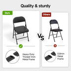 8 Pack Leather Padded Folding Chair, Metal Frame with Pu Leather Seat & Back, 650 LB Capacity Pu Leather Folding Chair with Comfortable Cushion for Events Home Office Black