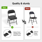 10 Pack Leather Padded Folding Chair, Metal Frame with Pu Leather Seat & Back, 650 LB Capacity Pu Leather Folding Chair with Comfortable Cushion for Events Home Office Black