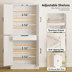 Unikito 71" Tall Kitchen Pantry Cabinet with Farmhouse Barn Doors and Storage Drawer, 8 Adjustable Shelves, Freestanding Cupboard for Dining Room, Living Room, Utility Room, White, 2 Pack