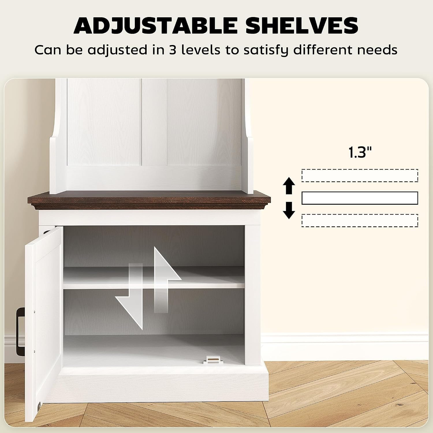 HOMCOM 3-in-1 Hall Tree with Shoe Storage, Shoe Bench, White Wood Grain | Standing Coat Rack, Entryway Furniture, Three Hooks