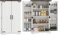 HOMCOM 41" Kitchen Pantry Cabinet Farmhouse Storage Cabinet Doors White | Freestanding, 2 Adjustable Shelves, 8 Door Shelves
