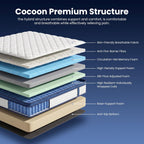 VKT 12 Inch Mttress Queen Size, Memory Foam Hybrid Mattresses in a Box, Medium Firm, Pocket Springs for Motion Isolation, CertiPUR-US and Oeko TEX Certified