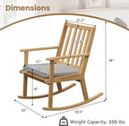 Giantex Rocking Chair with Cushion, Solid Rubber Wood Rocker w/Slatted High Back & Padded Seat, Indoor Rustic Accent Armchair for Living Room, Bedroom, Study, Nursery, Patio, Natural (1)
