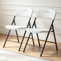 Folding Chairs 2 Pack,350 lbs Heavy Duty Metal Frame Plastic Foldable Chair,Ergonomic Portable Folding Chair with Non-Slip Feet, Indoor Outdoor Commercial Seating for Patio Party Wedding Camping,White