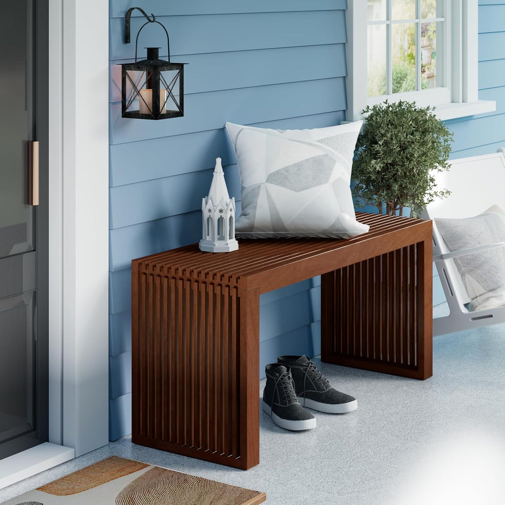 APRTAT Bamboo Dining Bench Indoor Long Entryway Shoe Rack Bench,Outdoor Modern Wood Benches 35 Inch Bamboo Bench for Living Room Hallway Bedroom Bathroom