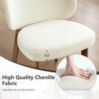 YOUNIKE Dining Chairs Set of 8 Mid Century Modern Kitchen Chair with High Back Boucle Fabric Upholstered Armless Chair 20" Wide Padded Seat with Wooden Leg for Kitchen Dining Living Room Bedroom Beige