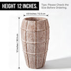 Briful Rustic Terracotta Flower Vase for Home Decor 12" Brown Farmhouse Textured Barrel-Style Ceramic Vase Vintage Handcrafted Gridded Design for Faux & Dried Flowers Living Room Table Centerpiece